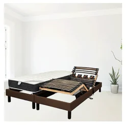 Essenzia Zen Sommier électrique EMOTION MARRON 70x190 Lattes et Plots Hot