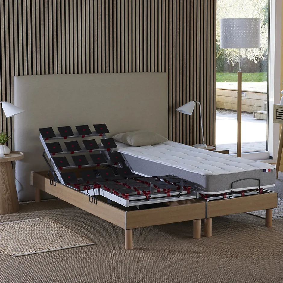 Idliterie Sommier électrique matelas mousse mémoire forme 2x90 x200