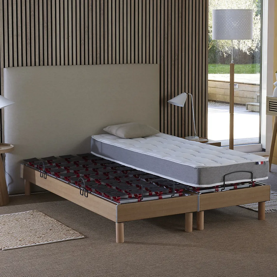 Idliterie Sommier électrique matelas mousse mémoire forme 2x90 x200