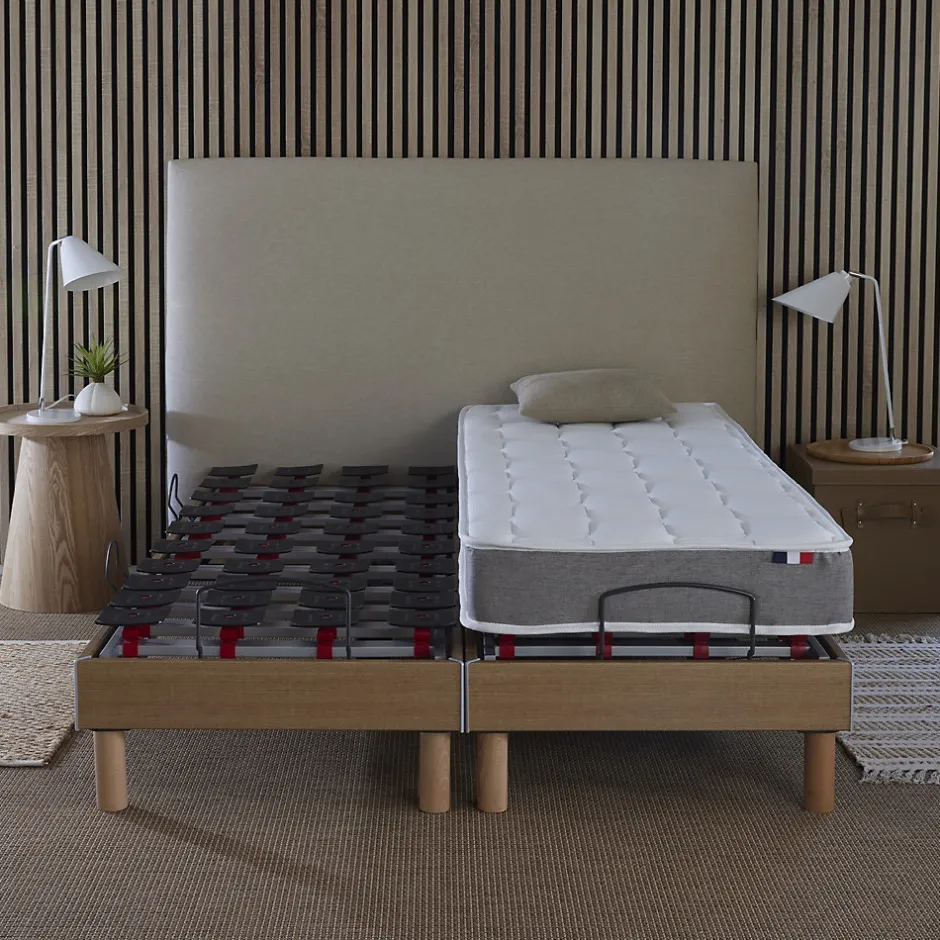 Idliterie Sommier électrique matelas mousse mémoire forme 2x90 x200