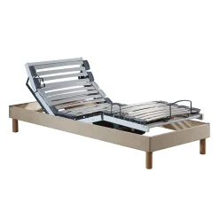 Idliterie Sommier électrique relaxation lattes lisse beige 70x190