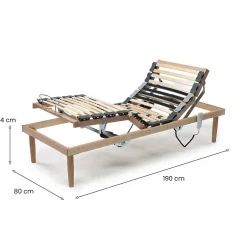 Talamo Italia Sommier simple Dbuz, sommier à lattes en bois avec moteur, sommier orthopédique inclinable motorisé, 80x190h 34 cm