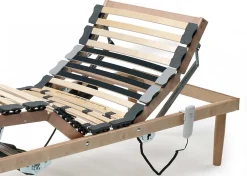 Talamo Italia Sommier simple Dbuz, sommier à lattes en bois avec moteur, sommier orthopédique inclinable motorisé, 80x190h 34 cm
