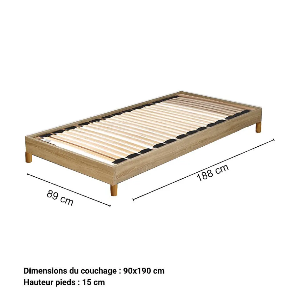 Weber Industries Sommier sur pied SOMKIT 90x190 / Décor Chêne blanchi