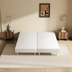 Teeno Sommier tapissé 160x200 cm(2x80x200), 12 pieds pour un maintien stable, hauteur 29 cm, housse amovible incluse