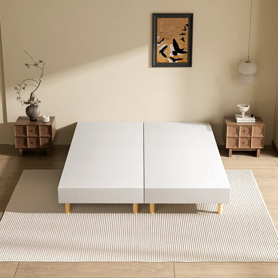 Teeno Sommier tapissé 160x200 cm(2x80x200), 12 pieds pour un maintien stable, hauteur 29 cm, housse amovible incluse