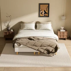 Teeno Sommier tapissé 160x200 cm(2x80x200), 12 pieds pour un maintien stable, hauteur 29 cm, housse amovible incluse