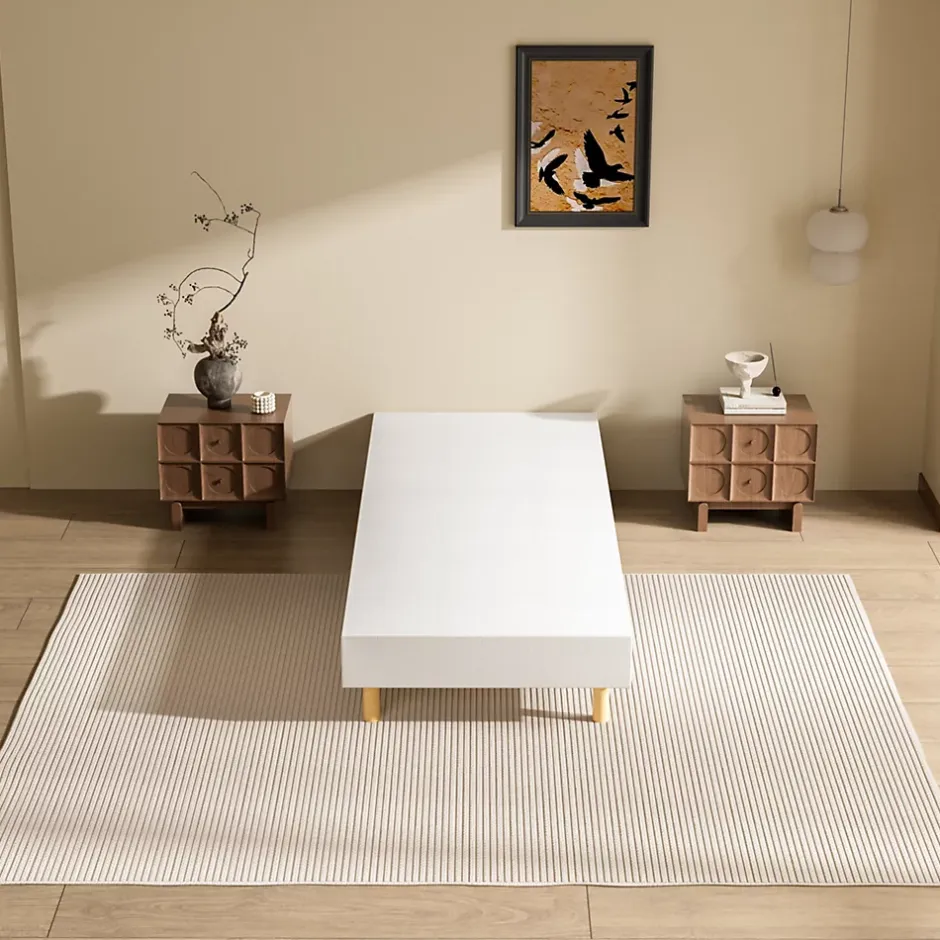 Teeno Sommier Tapissier à Lattes 80x200cm Blanc, 6 pieds Best
