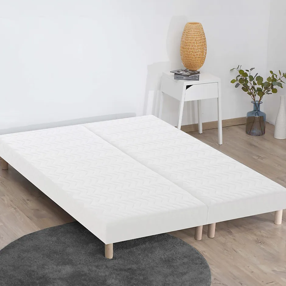 Idliterie Sommier tapissier à lattes blanc 2x90x200