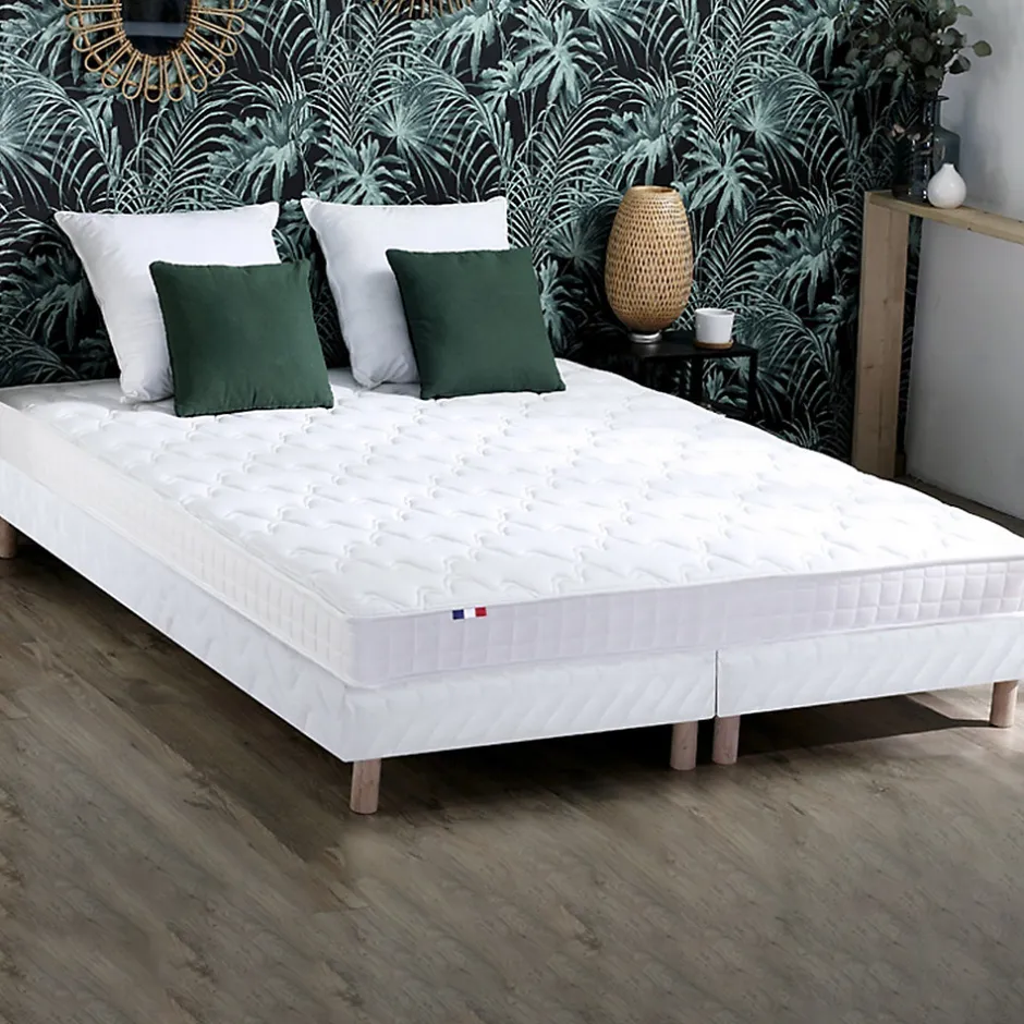 Idliterie Sommier tapissier à lattes blanc 2x90x200