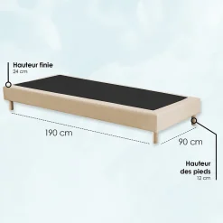 Idliterie Sommier tapissier à lattes fixes 90x190 beige