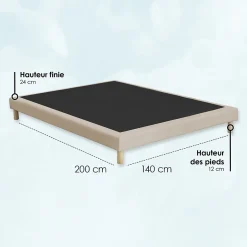 Idliterie Sommier tapissier à lattes fixes 140x200 beige Online