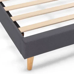 Vs Venta-Stock Sommier tapissier Aura + tête de lit 140x190 cm Gris Foncé, hauteur 30 cm
