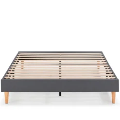 Vs Venta-Stock Sommier tapissier Aura + tête de lit 140x190 cm Gris Foncé, hauteur 30 cm
