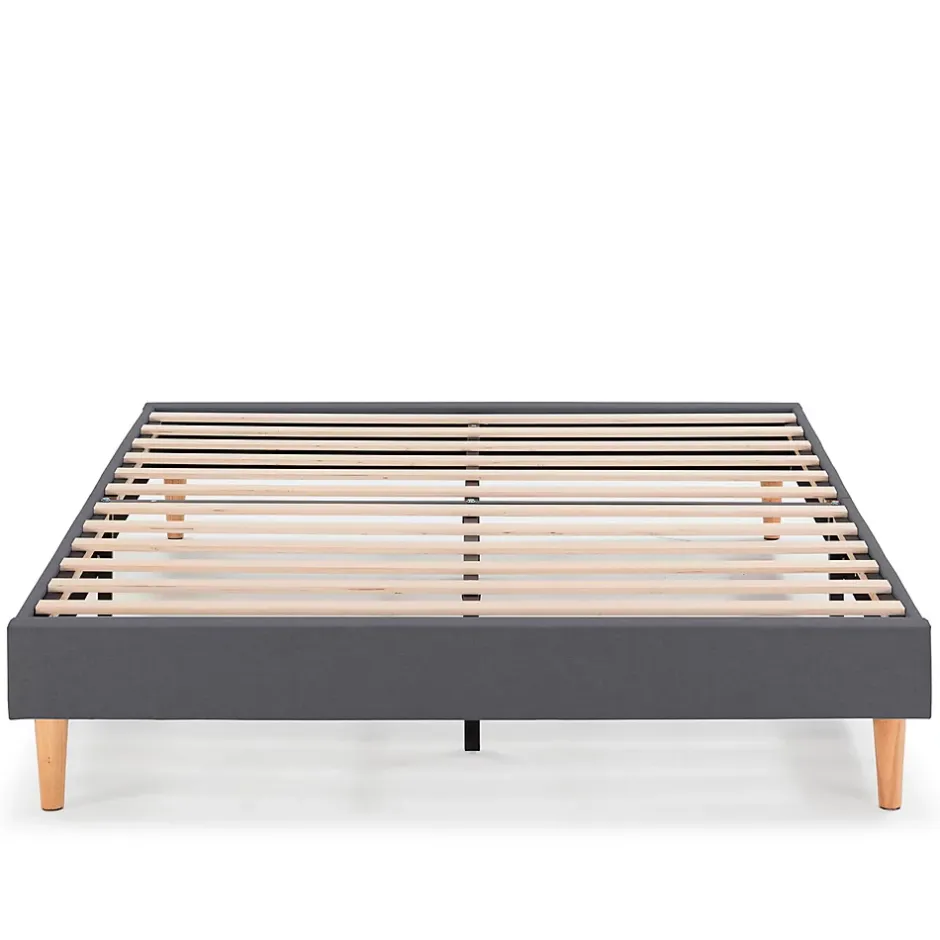Vs Venta-Stock Sommier tapissier Aura + tête de lit 140x190 cm Gris Foncé, hauteur 30 cm