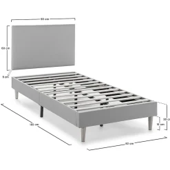Vs Venta-Stock Sommier tapissier Aura + tête de lit 90x190 cm Beige, hauteur 30 cm Discount