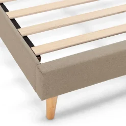 Vs Venta-Stock Sommier tapissier Aura + tête de lit 90x190 cm Beige, hauteur 30 cm Discount