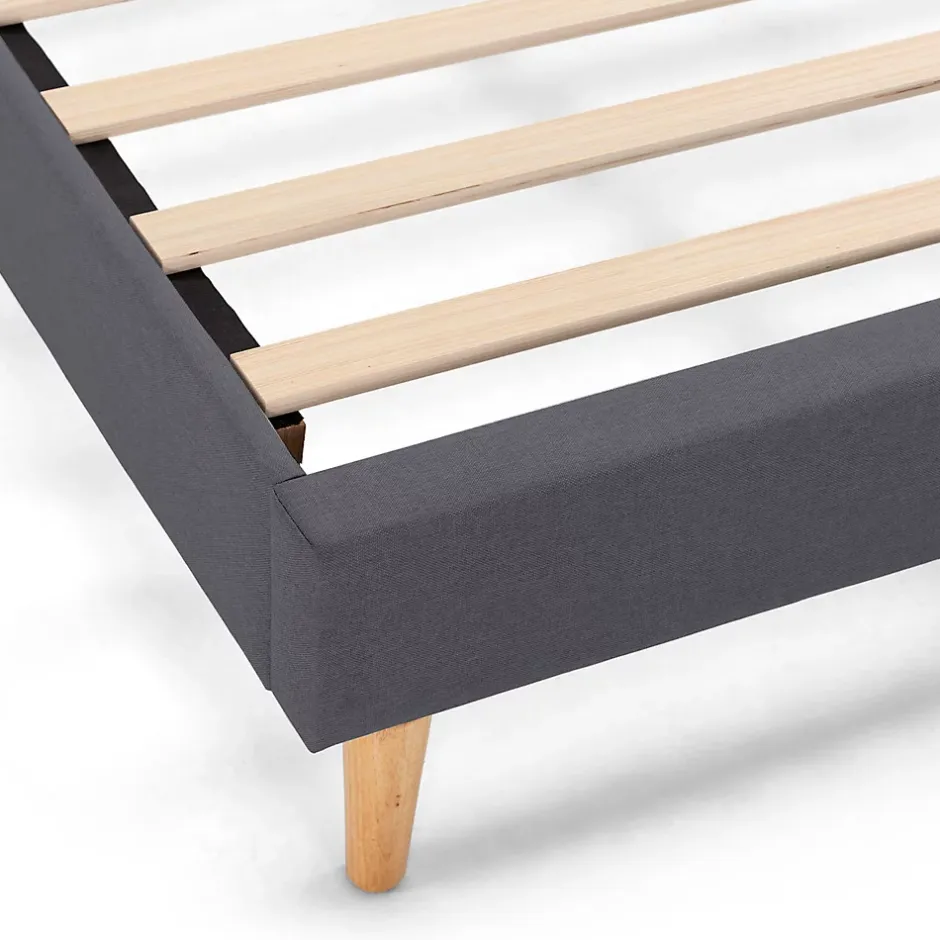 Vs Venta-Stock Sommier tapissier Aura + tête de lit 140x200 cm Gris Foncé, hauteur 30 cm Clearance