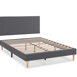 Vs Venta-Stock Sommier tapissier Aura + tête de lit 140x200 cm Gris Foncé, hauteur 30 cm Clearance