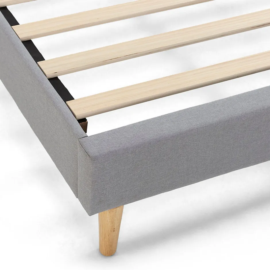 Vs Venta-Stock Sommier tapissier Aura 150x190 cm Gris clair, Hauteur 30 cm
