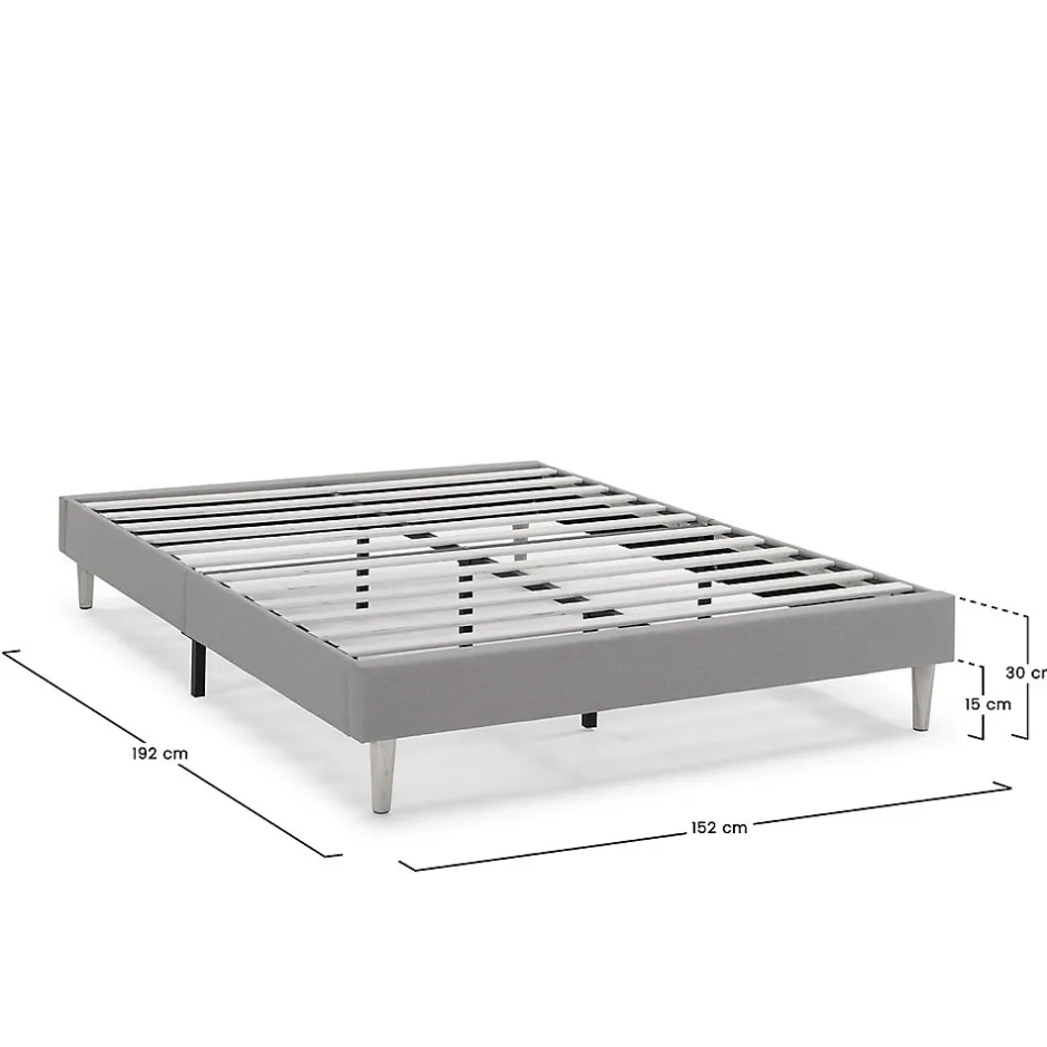 Vs Venta-Stock Sommier tapissier Aura 150x190 cm Gris clair, Hauteur 30 cm