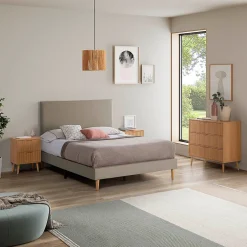Vs Venta-Stock Sommier tapissier Aura 140x200 cm Beige, Hauteur 30 cm