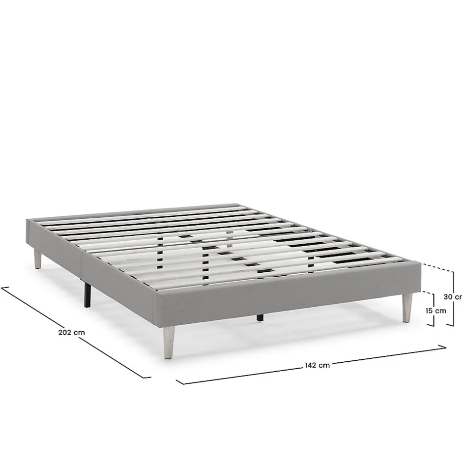 Vs Venta-Stock Sommier tapissier Aura 140x200 cm Beige, Hauteur 30 cm