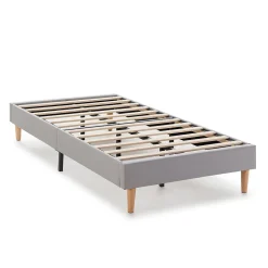 Vs Venta-Stock Sommier tapissier Aura 90x190 cm Gris clair, Hauteur 30 cm