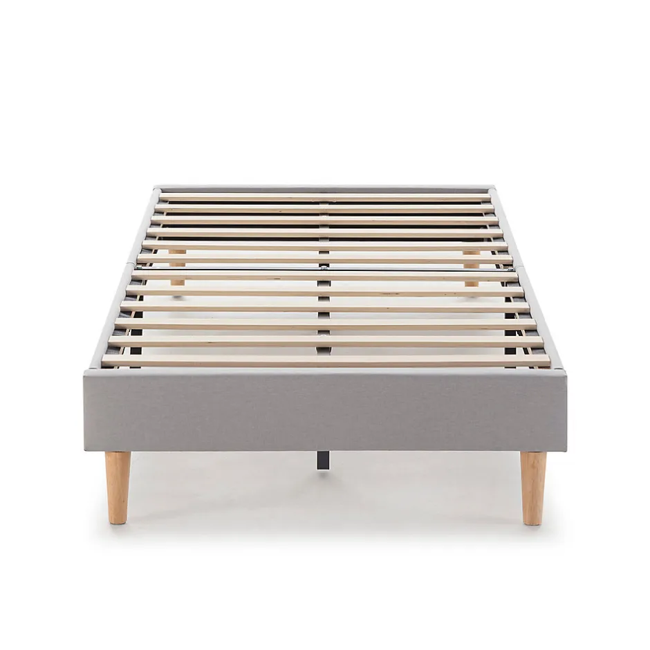 Vs Venta-Stock Sommier tapissier Aura 90x190 cm Gris clair, Hauteur 30 cm