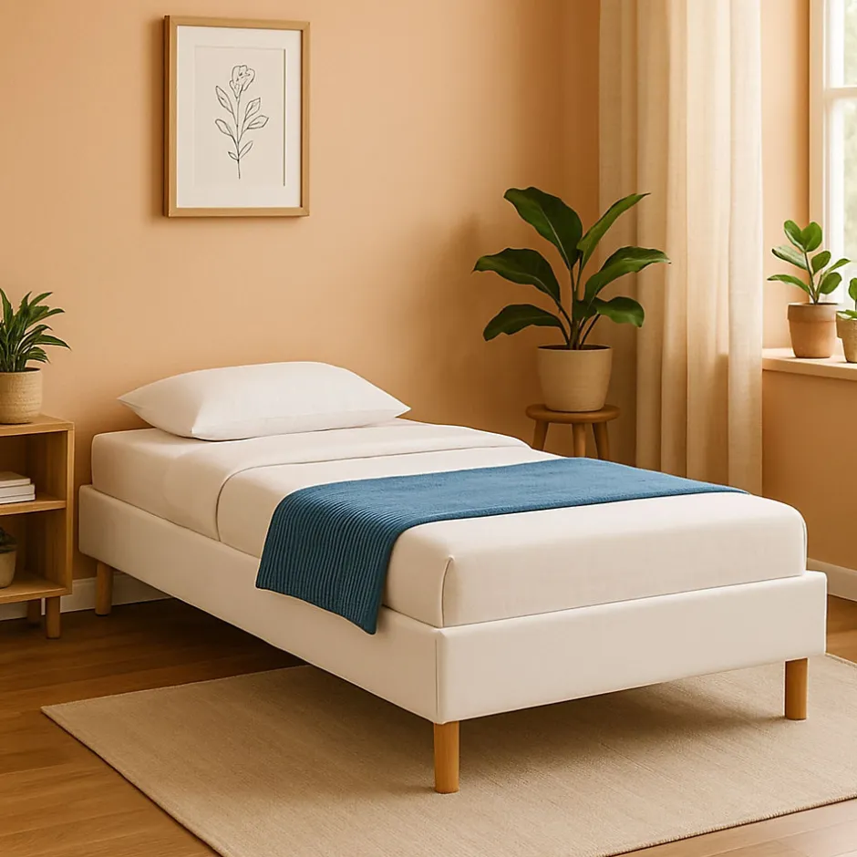 King Of Dreams Sommier tapissier blanc - 80x190 cm - pieds de 20 cm - 13 lattes - montage rapide - solide et confortable