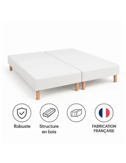 By Sommiflex. SOMMIER TAPISSIER BLANC 100x200x2 (200x200) FABRICATION FRANÇAISE ARTISANALE PIEDS OFFERTS HAUTEUR avec PIEDS 27 cm Discount