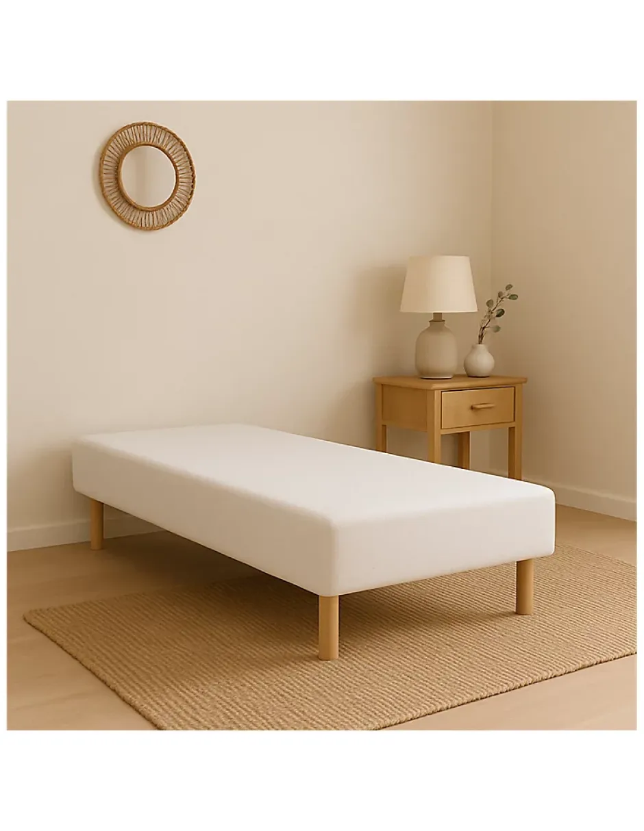 By Sommiflex. SOMMIER TAPISSIER BLANC 90x190 cm FABRICATION FRANÇAISE ARTISANALE PIEDS OFFER Discount