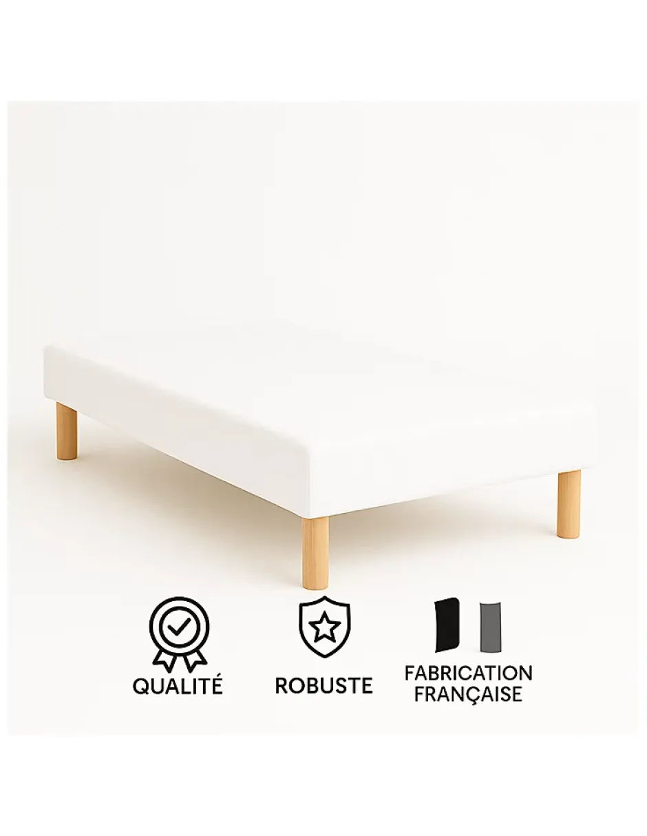 By Sommiflex. SOMMIER TAPISSIER BLANC 90x190 cm FABRICATION FRANÇAISE ARTISANALE PIEDS OFFER Discount
