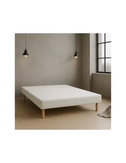 By Sommiflex. SOMMIER TAPISSIER BLANC 120x190 cm FABRICATION FRANÇAISE ARTISANALE PIEDS OFFERTS HAUTEUR avec PIEDS 27 cm