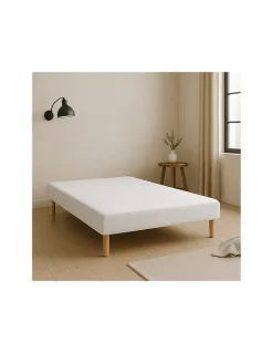 By Sommiflex. SOMMIER TAPISSIER BLANC 130x200 cm FABRICATION FRANÇAISE ARTISANALE PIEDS OFFERTS HAUTEUR avec PIEDS 27 cm