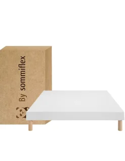 By Sommiflex. SOMMIER TAPISSIER BLANC 90x200 cm FABRICATION FRANÇAISE ARTISANALE PIEDS OFFERTS HAUTEUR avec PIEDS 27 cm New