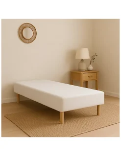 By Sommiflex. SOMMIER TAPISSIER BLANC 90x200 cm FABRICATION FRANÇAISE ARTISANALE PIEDS OFFERTS HAUTEUR avec PIEDS 27 cm New