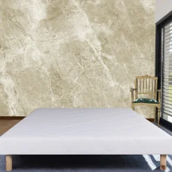 Home Maison Sommier tapissier bois massif blanc avec pieds (140x190 cm - Blanc)