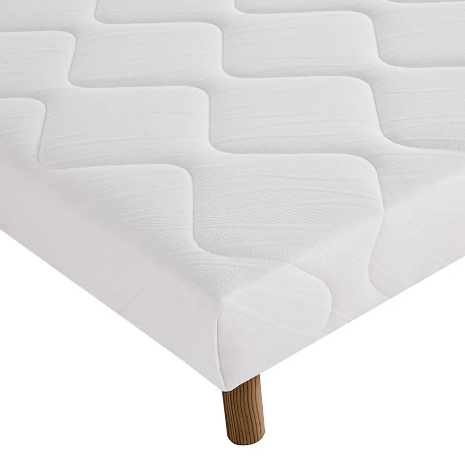 Home Maison Sommier tapissier bois massif blanc avec pieds (140x190 cm - Blanc)