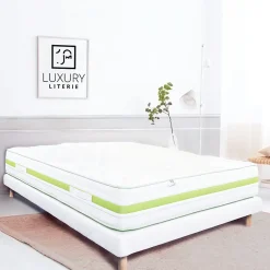 Home Maison Sommier tapissier bois massif blanc avec pieds (140x190 cm - Blanc)
