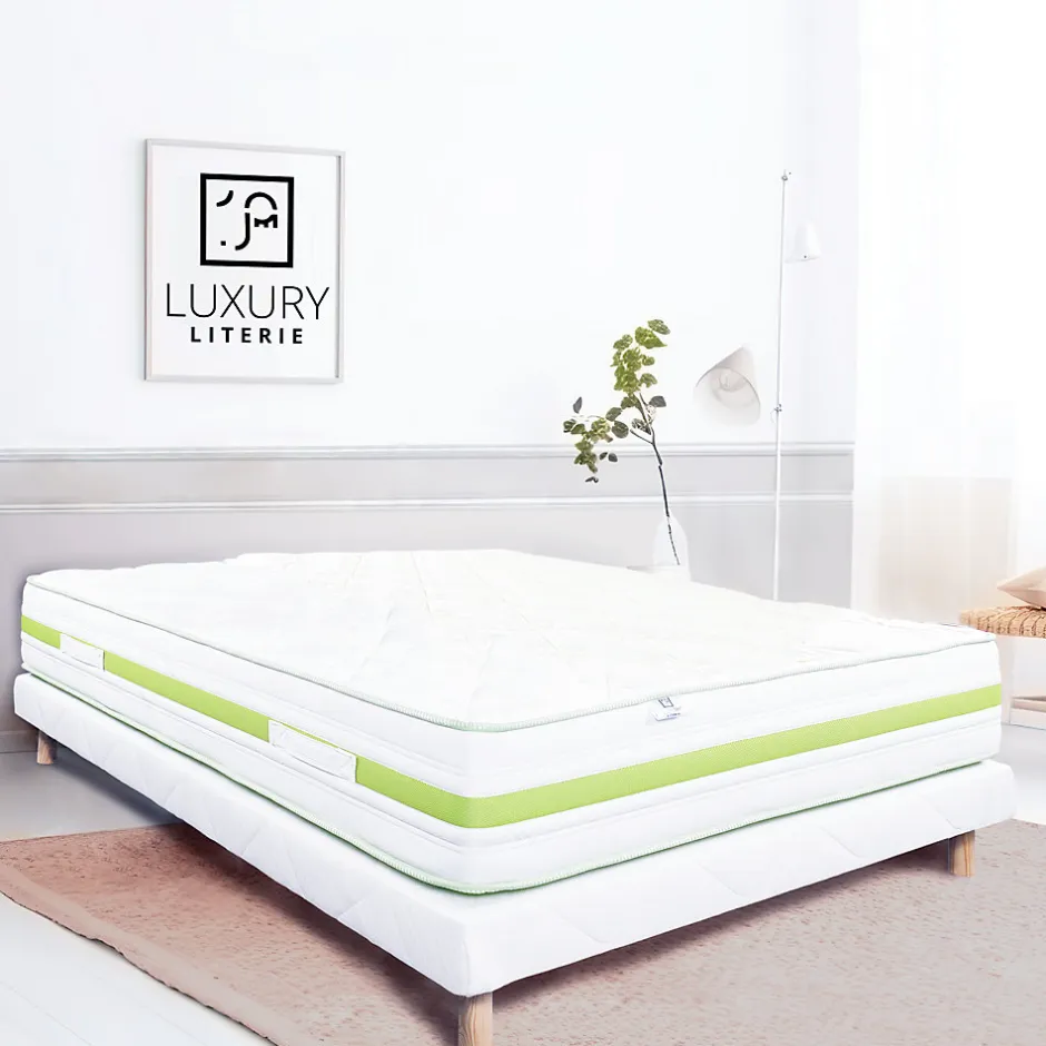 Home Maison Sommier tapissier bois massif blanc avec pieds (140x190 cm - Blanc)
