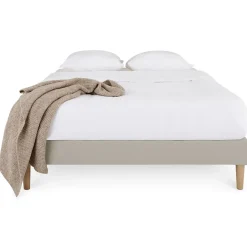 Idimex Sommier tapissier BREST 160 x 200 cm revêtement tissu - Beige