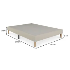 Idimex Sommier tapissier BREST 160 x 200 cm revêtement tissu - Beige