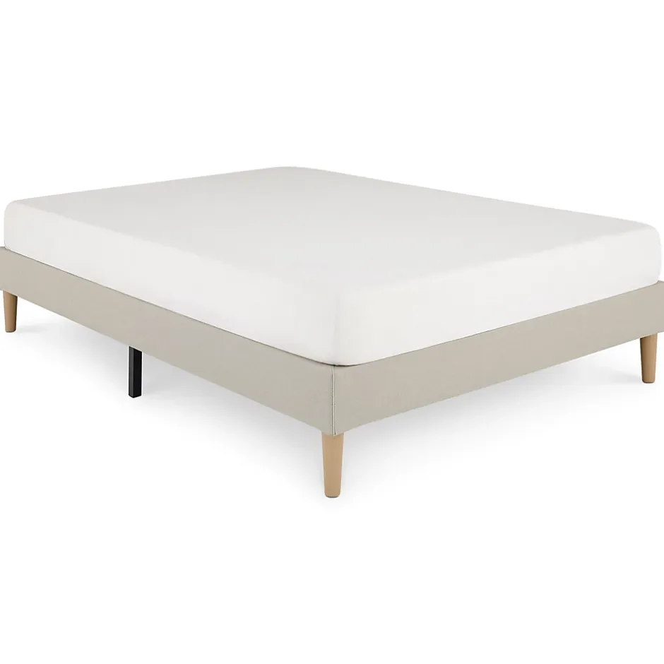 Idimex Sommier tapissier BREST 160 x 200 cm revêtement tissu - Beige