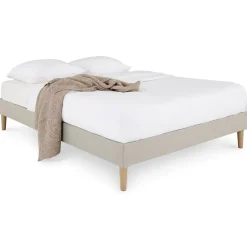 Idimex Sommier tapissier BREST 160 x 200 cm revêtement tissu - Beige