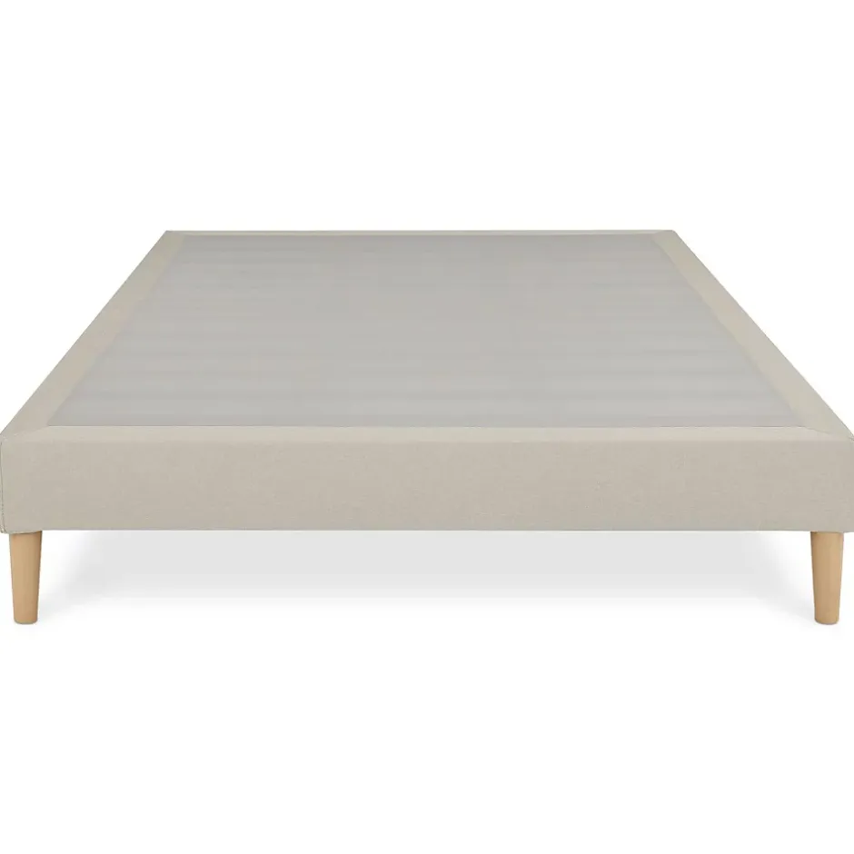 Idimex Sommier tapissier BREST 160 x 200 cm revêtement tissu - Beige