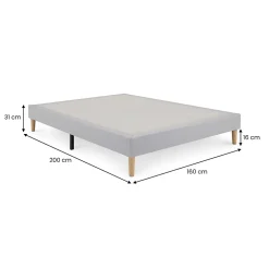 Idimex Sommier tapissier BREST 160 x 200 cm revêtement tissu - Gris Clearance