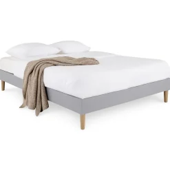 Idimex Sommier tapissier BREST 160 x 200 cm revêtement tissu - Gris Clearance