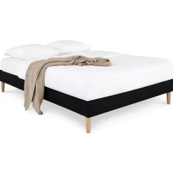 Idimex Sommier tapissier BREST 160 x 200 cm revêtement tissu - Noir