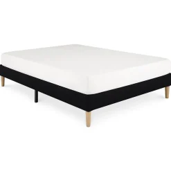 Idimex Sommier tapissier BREST 160 x 200 cm revêtement tissu - Noir